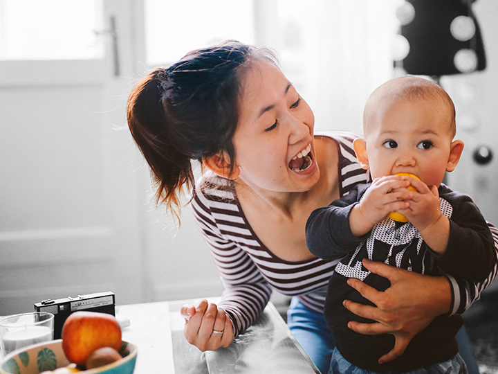 Mom and Son Eating